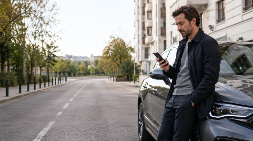 Persona calculando cuánto cuesta empeñar su coche y seguir conduciendo
