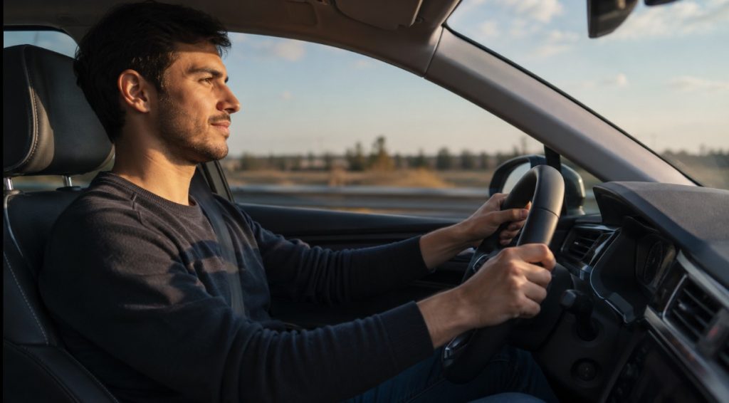 Conductor usando su coche con normalidad durante el préstamo