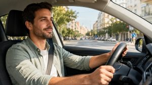 Conductor usando su coche tras un préstamo con aval